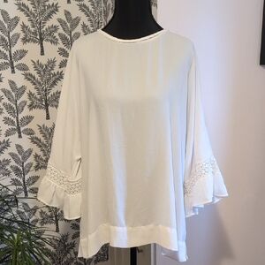 DR2 White Blouse with Lace Sleeves